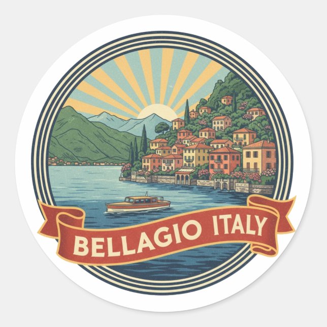 Sticker Rond Lake Como Bellagio Italy (Devant)
