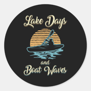 Sticker Rond Lake Days Et Bateau Waves Kayak Bateau Bateau Bate