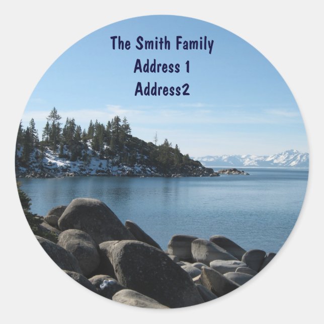 Sticker Rond Lake Tahoe Adresse de retour (Devant)