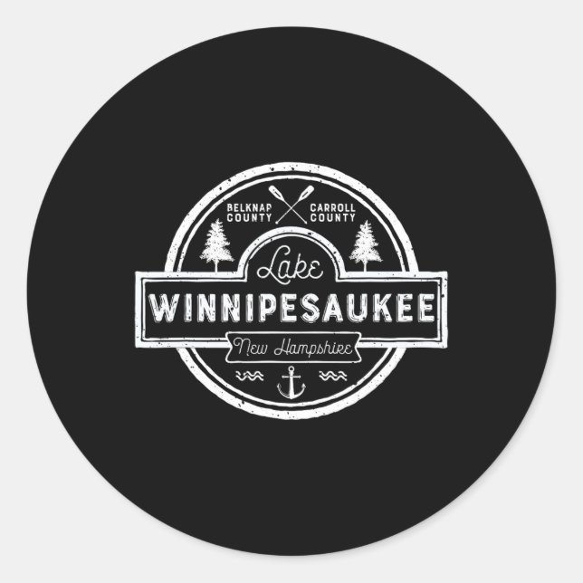 Sticker Rond Lake Winnipesaukee New Hampshire Men Women Camng  (Devant)