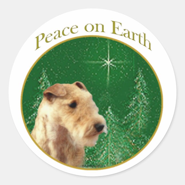 Sticker Rond Lakeland Terrier Paix (Devant)