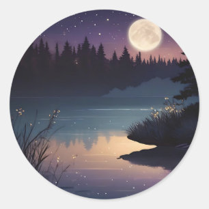 Sticker Rond Lakeside Glow Stark Night Serenity