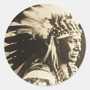 Sticker Rond Lakota Sioux Chief White Swan