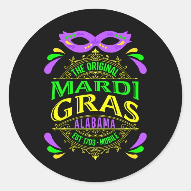 Sticker Rond L'Alabyma Mardi Gras Mobile 2025 (Devant)