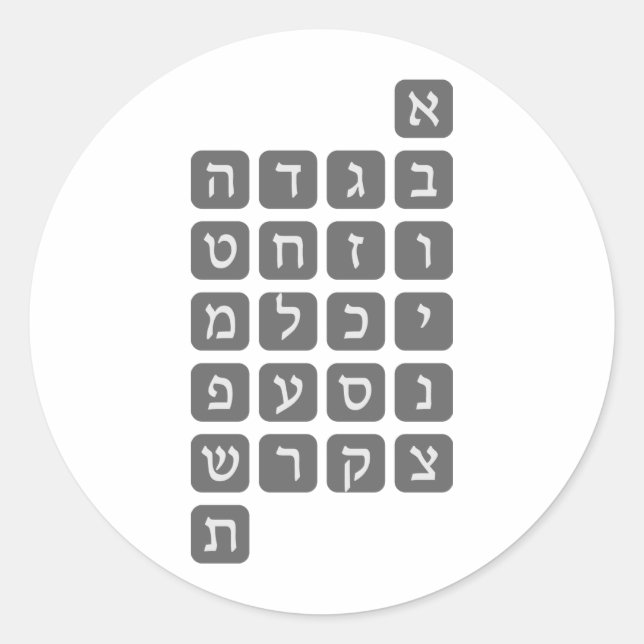 Sticker Rond L'alphabet hébreu (Devant)