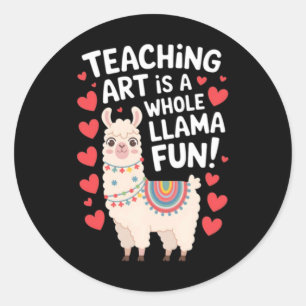Sticker Rond lama d'appréciation du professeur d'art