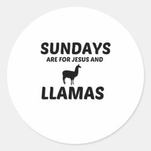 STICKER ROND LAMA ET JÉSUS DIMANCHE