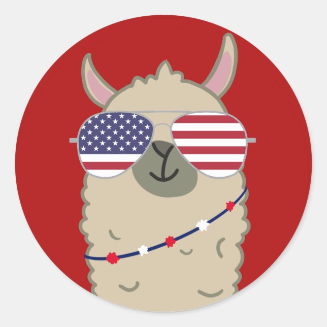 Sticker Rond Lama patriotique (Devant)