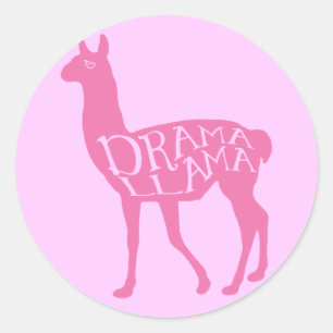 Sticker Rond Lama rose de drame