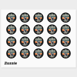 Sticker Rond L'Amant de Schnauzer - Conception rétro de chien