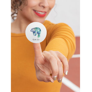 Sticker Rond Lamantin Oceanique Murmure, personnalisé