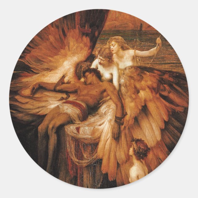 Sticker Rond Lament pour Icarus par Herbert Draper (Devant)