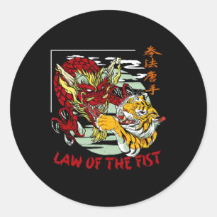 Sticker Rond L'Américain Kenpo Karate Chinois Caractères Loi De