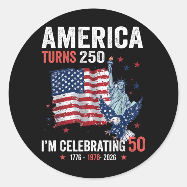 Sticker Rond L'Amérique a 250 ans : célébration de 50 ans de pa (Devant)