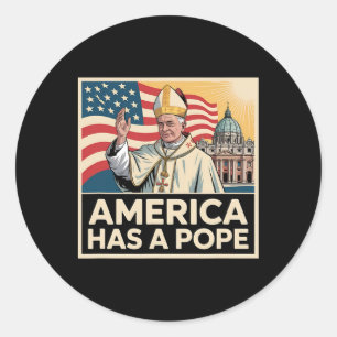 Sticker Rond L'Amérique a un pape américain catholique nouveau