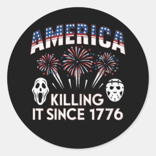 Sticker Rond L'Amérique l'a tué depuis 1776 Patriotic Horror US