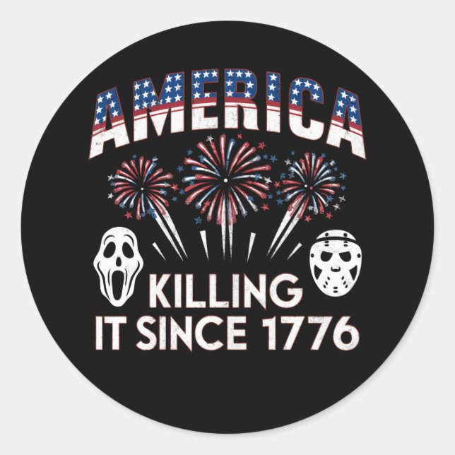 Sticker Rond L'Amérique l'a tué depuis 1776 Patriotic Horror US (Devant)