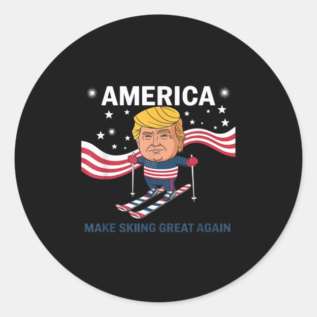 Sticker Rond L'Amérique redonne sa grandeur au ski Donald Trump (Devant)