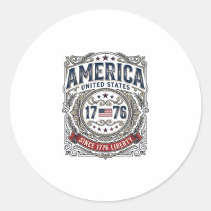 Sticker Rond L'Amérique vintage 1776 Liberté patriotique