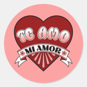 Sticker Rond L'Amo Mi Amor Feliz Dia de San Valentin