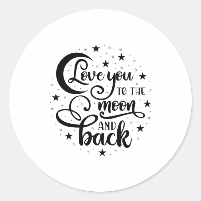Sticker Rond L'Amour - À La Lune Et Au Dos - Lumineux (Devant)