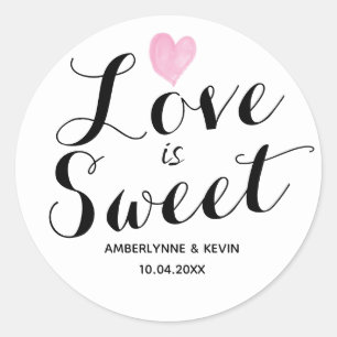 Sticker Rond L'amour au cœur rose est doux