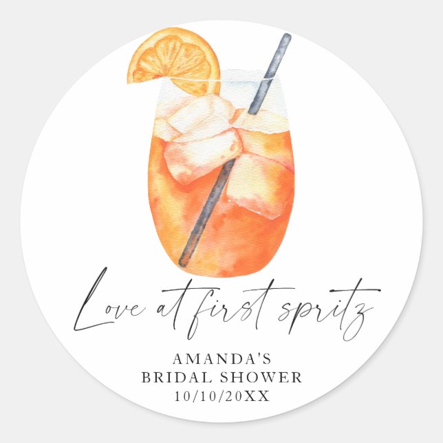 Sticker Rond L'amour au premier spritz Enterrement de vie de je (Devant)
