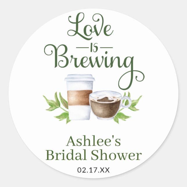 Sticker Rond L'amour brasse Café Fête des mariées Favoriser Sti (Devant)