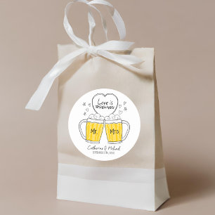 Sticker Rond L'amour brasse la main dessinée lunettes de bière 