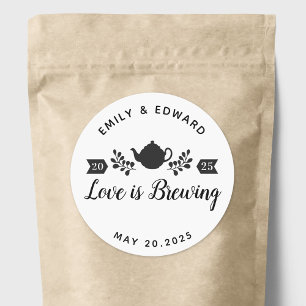 Sticker Rond L'amour brasse le Mariage Tea Favor Logo