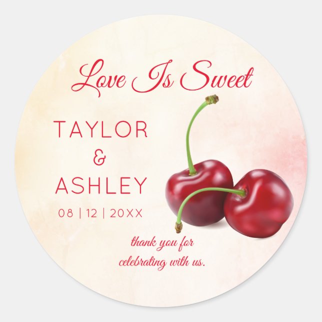Sticker Rond L'amour, c'est du fruit de cerise douce | MARIAGE (Devant)