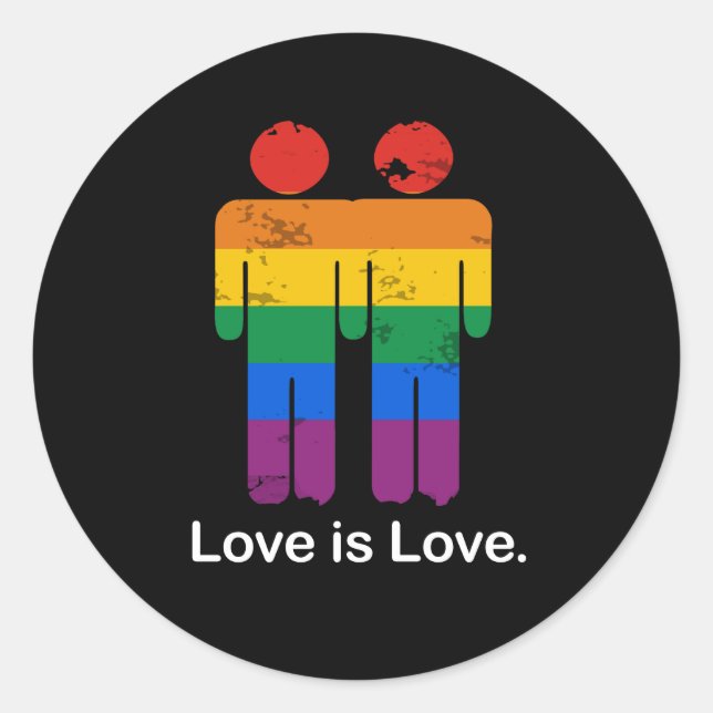 STICKER ROND L'AMOUR, C'EST L'AMOUR, LE COUPLE GAY (Devant)