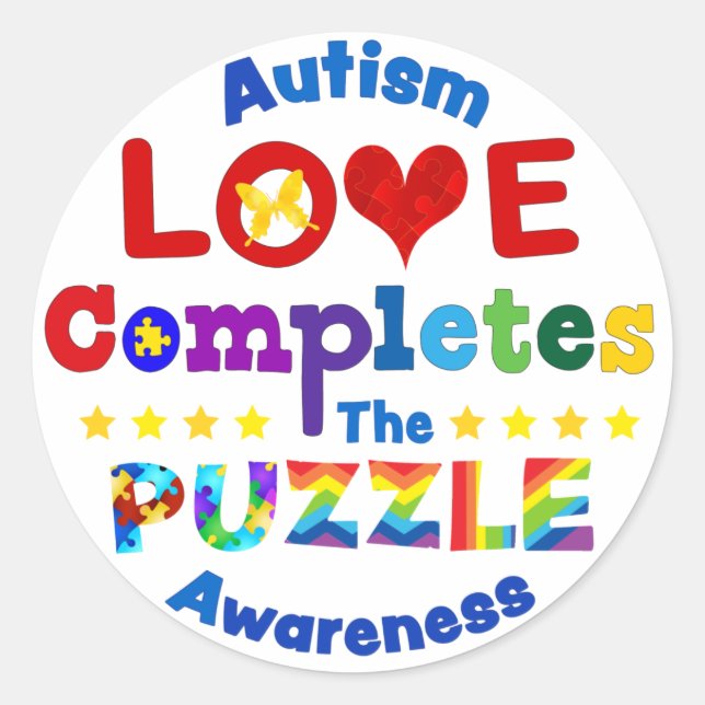 Sticker Rond L'amour complète le casse-tête (Devant)
