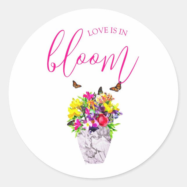 Sticker Rond L'amour dans la floraison Mariage (Devant)