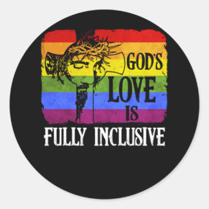 Sticker Rond L'amour de Dieu est entièrement inclusif LGBT Gay 