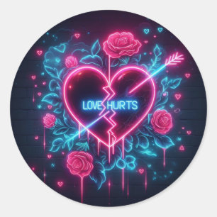 Sticker Rond L'amour de la Saint Valentin fait mal au coeur de 