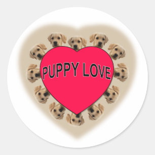 Sticker Rond L'amour des chiots