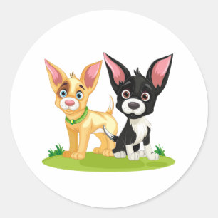 Sticker Rond L'amour des chiots est le meilleur amour