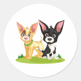 Sticker Rond L'amour des chiots est le meilleur amour