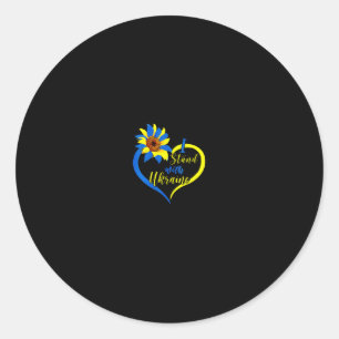 Sticker Rond L'amour des femmes pour le cœur de l'Ukraine Tourn