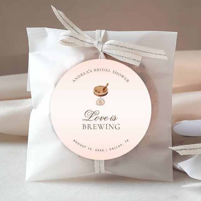 Sticker Rond L'amour du café Espresso est en train de se prépar (Créateur téléchargé)