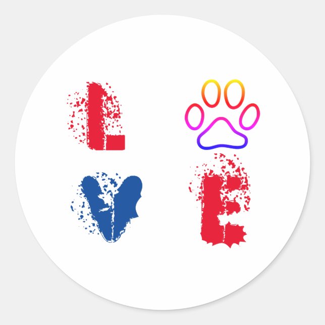 Sticker Rond L'amour du chien (Devant)