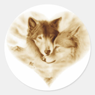 Sticker Rond L'amour du loup