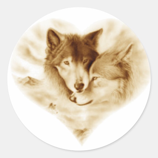 Sticker Rond L'amour du loup (Devant)