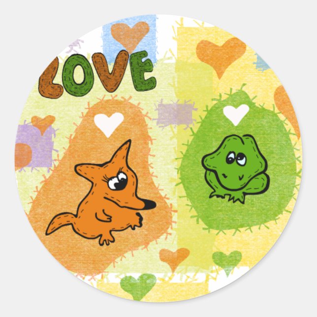 Sticker Rond L'amour du renard (Devant)