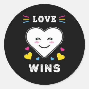 Sticker Rond L'amour du visage du coeur gagne la fierté transse