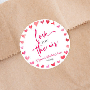 Sticker Rond L'Amour Est Dans La Fête des mariées Air Rouge Ros