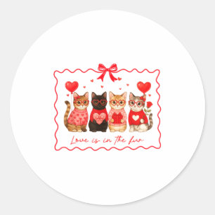 Sticker Rond L'amour est dans la fourrure Amoureux de chats Sai