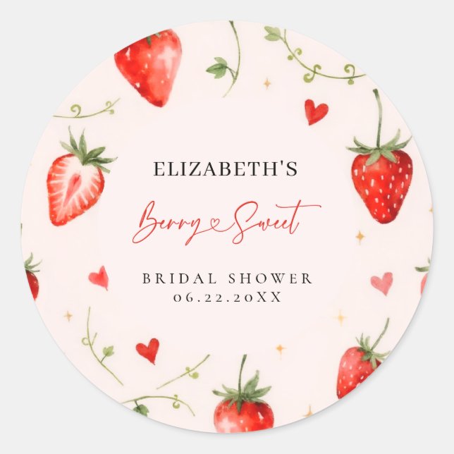 Sticker Rond L'amour est doux comme une fraise Thème de la fête (Devant)