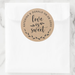 Sticker Rond L'amour est doux Mariage rustique Kraft